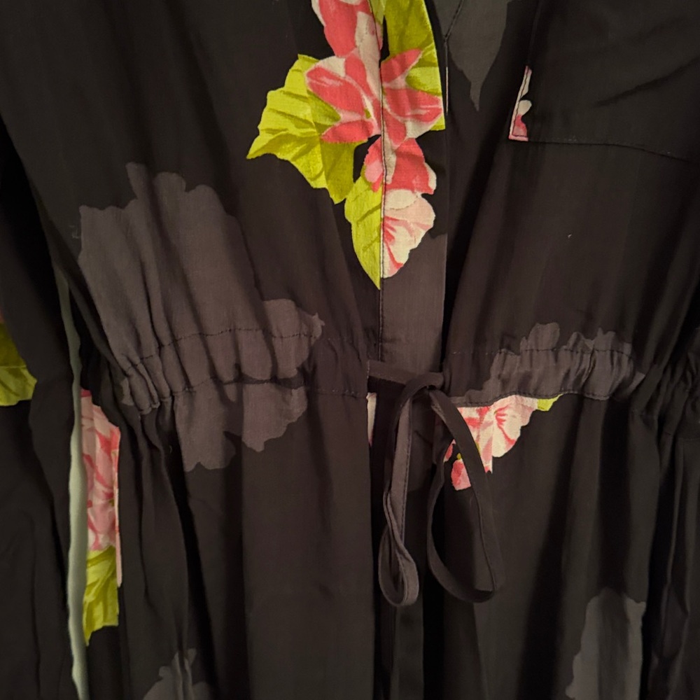 French Connection Black and Pink Floral Long Sleeve Dress - Picture 3 of 5